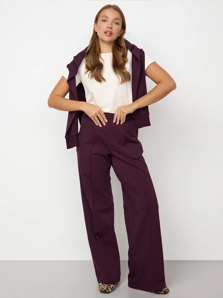 Брюки палаццо бордовые