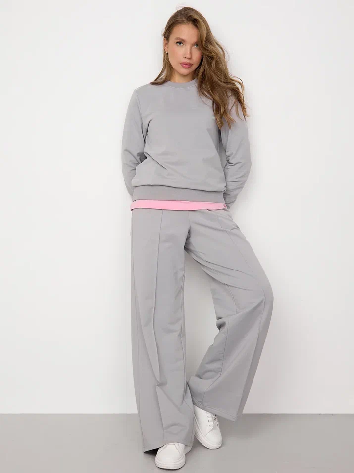 Брюки палаццо серые