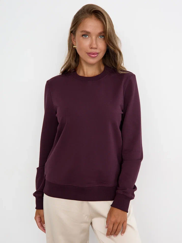 Свитшот без начеса бордовый