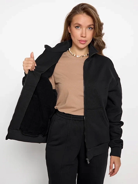 Спортивный костюм с начесом, черный