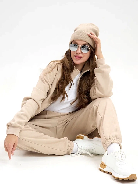 Спортивный костюм с начесом, бежевый