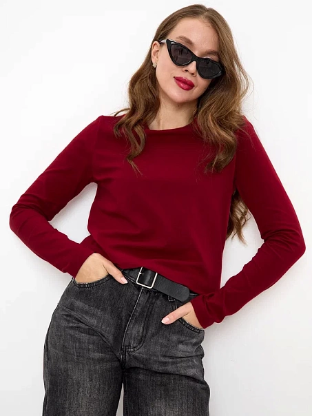 Лонгслив BASE, бордовый