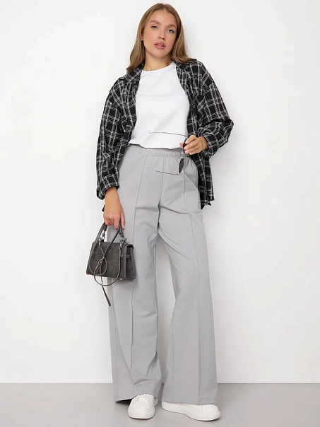 Брюки палаццо серые