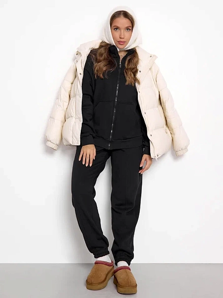 Спортивный костюм с начесом, черный