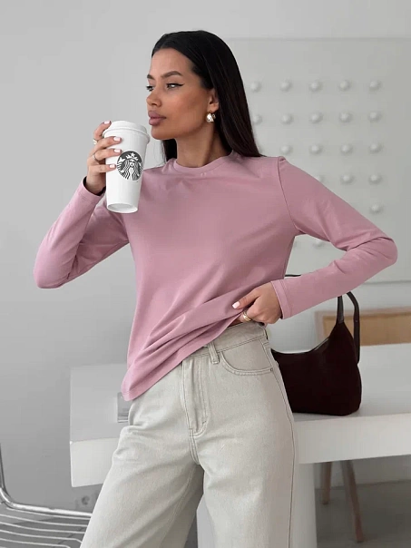 Лонгслив BASE, пудровый